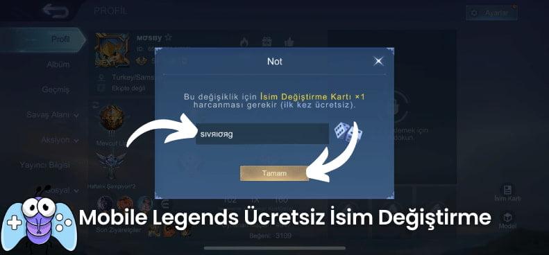 Mobile Legends Ücretsiz İsim Değiştirme